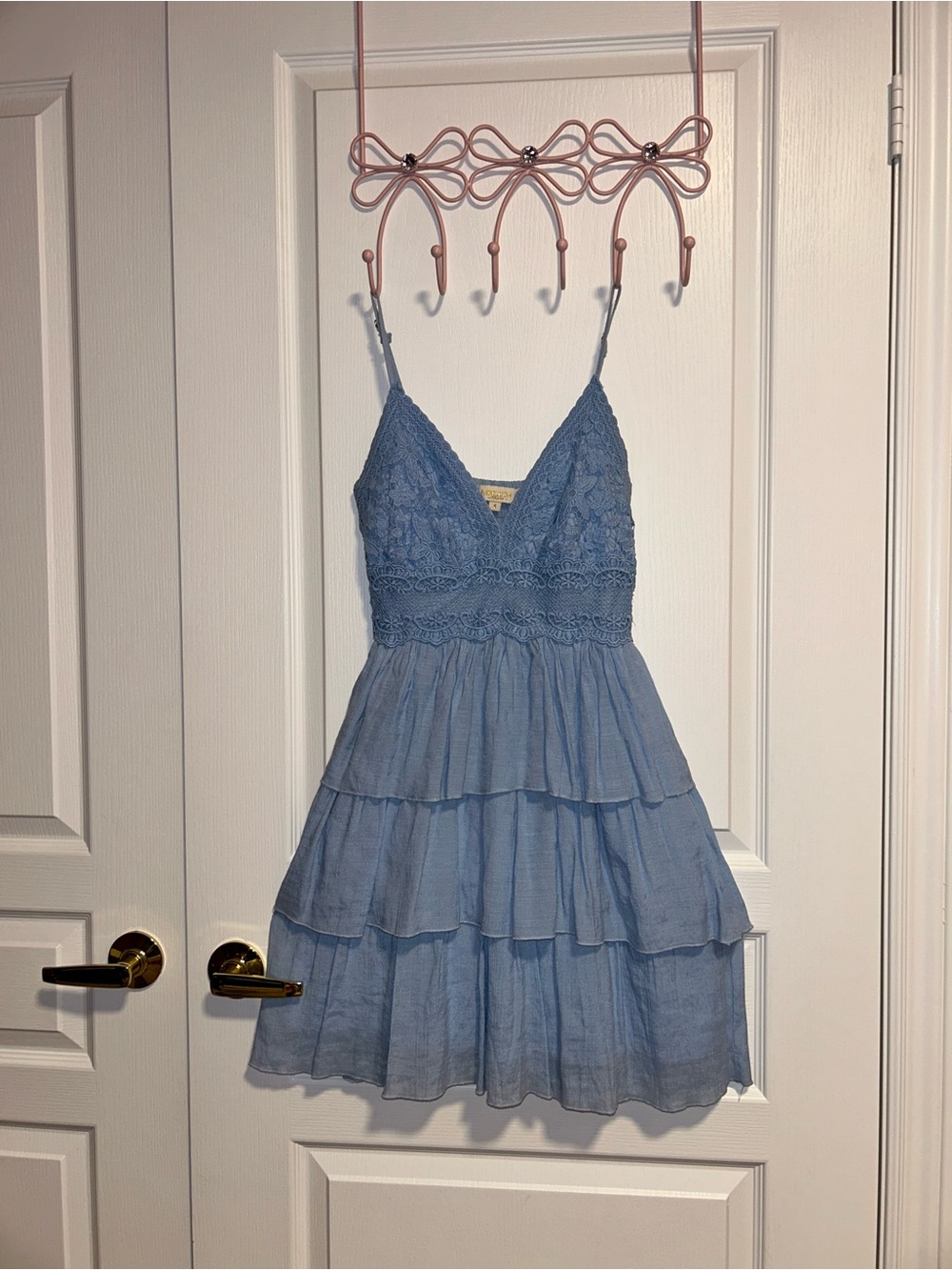 Light Blue Lace Tiered Sundress - Women's Summer Dress